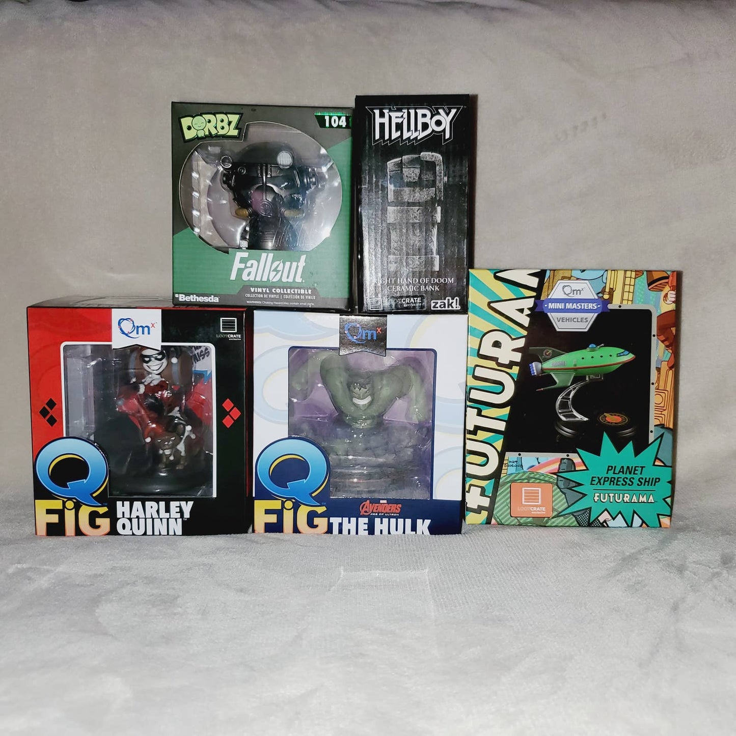 Loot Crate Collectibles Bundle. Harley Quinn Hulk Futurama Hellboy & Fallout - NIB