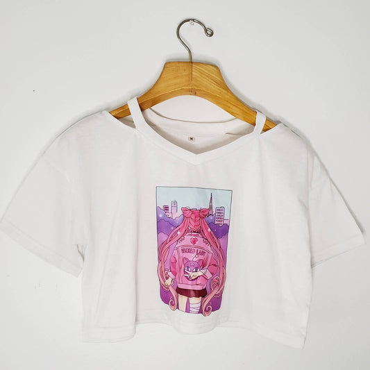 Sailor Moon Kawaii Teen Chibiusa Harajuku V-neck Oversized "Wicked Lady" Crop Top