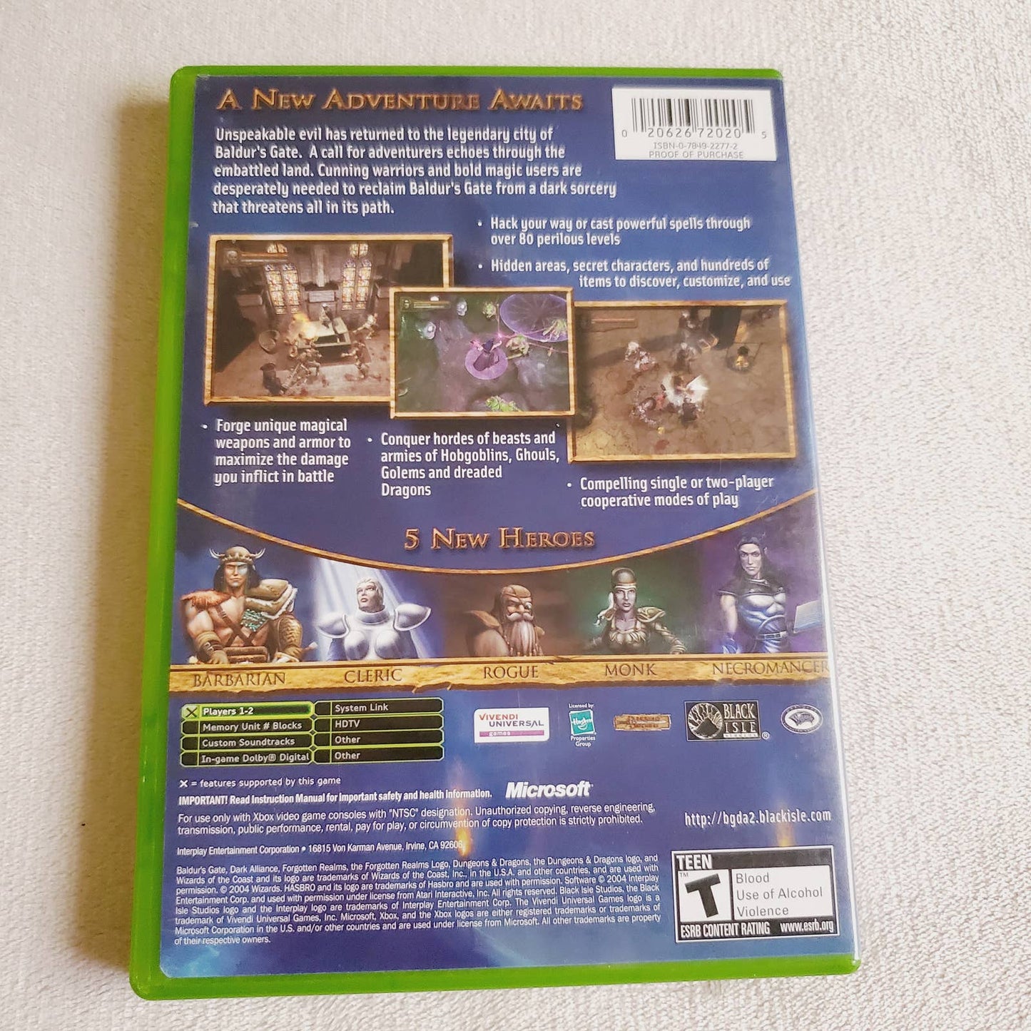 Baldur's Gate Dark Alliance 2. Black Isle. Interplay. Xbox - Complete & Tested