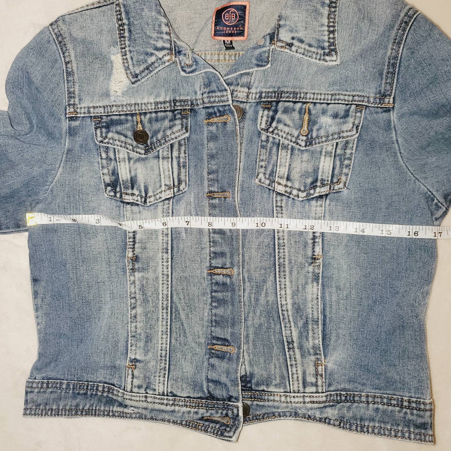 Boom Boom Jeans Cute Distressed & Ripped Jean Jacket. Med. Pockets - LNew