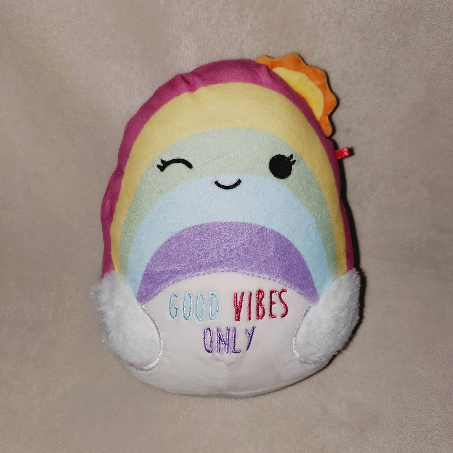 Squishmallow Sunshine Good Vibes Only Winking Rainbow Wellness Squad Toy - NWOT