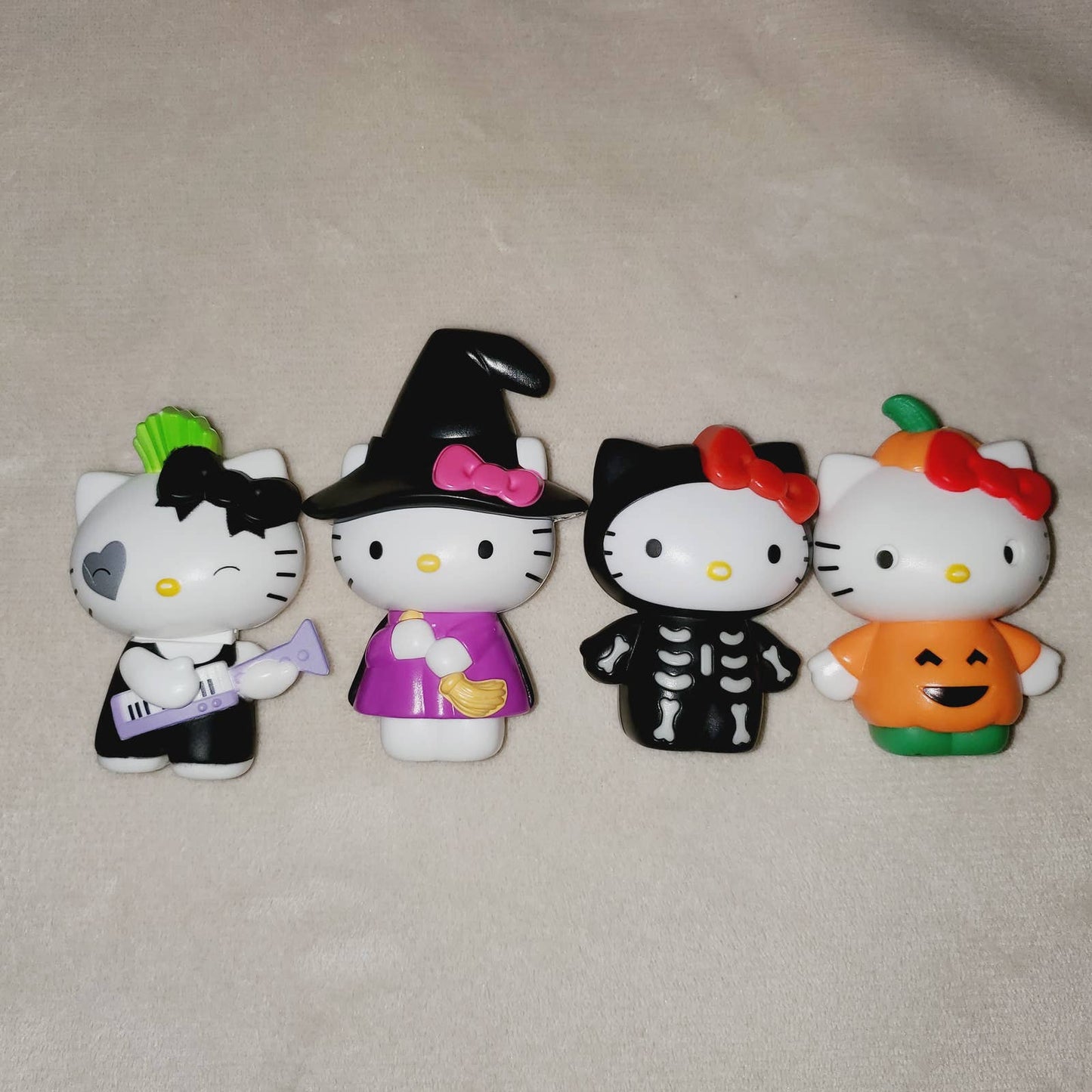 Halloween Hello Kitty McDonald's Toy '19 Bundle. Skeleton, Pumpkin, Rocker & Witch